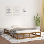 vidaXL Cadre de lit sans matelas marron miel 120x190 cm bois massif