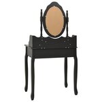 vidaXL Ensemble de coiffeuse avec tabouret Noir 75x69x140 cm Paulownia