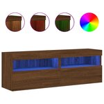 vidaXL Meubles TV muraux lumières LED 2 Pièces chêne marron 60x30x40 cm