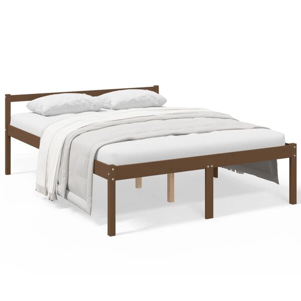 vidaXL Lit pour personne âgée marron miel 150x200cm bois de pin massif