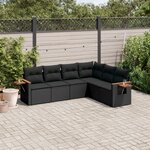vidaXL Salon de jardin 6 Pièces avec coussins noir résine tressée