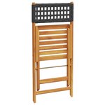 vidaXL Chaises de jardin pliantes lot de 4 noir poly rotin bois massif