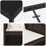 vidaXL Ensemble repas de jardin 5 pièces avec coussins en poly rattan marron