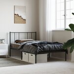 vidaXL Cadre de lit métal avec tête de lit noir 90x190 cm