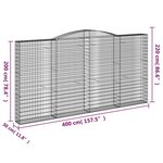 vidaXL Panier de gabions arqué 400x30x200/220 cm Fer galvanisé