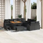 Ensemble de canapé de jardin 13 pièces avec coussins Noir Rotin synthétique Acacia