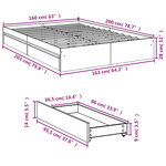 vidaXL Cadre de lit avec tiroirs sans matelas chêne fumé 160x200 cm