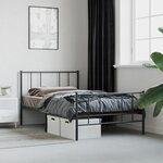vidaXL Cadre de lit métal avec tête de lit/pied de lit noir 107x203 cm