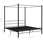 vidaXL Cadre de lit à baldaquin sans matelas noir métal 200x200 cm