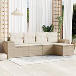 vidaXL Salon de jardin avec coussins 5 Pièces beige résine tressée