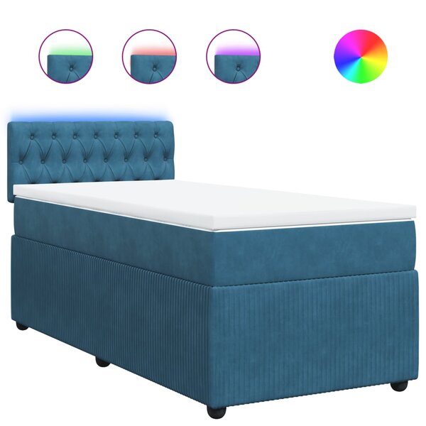 vidaXL Sommier à lattes de lit avec matelas bleu 100x200 cm