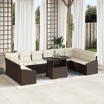 vidaXL Ensemble de canapés de jardin 11 pièces avec coussins Marron en poly rotin