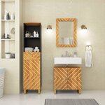 vidaXL Ensemble d'armoires de bain 3 Pièces marron noir bois de manguier