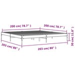 vidaXL Cadre de lit chêne marron 200x200 cm bois d'ingénierie et métal
