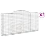 vidaXL Paniers à gabions arqués 2 Pièces 300x30x140/160 cm fer galvanisé