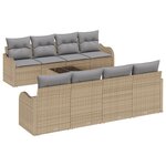 vidaXL Ensemble de Canapés de Jardin 9 Pièces avec Coussins Beige en Rotin Synthétique