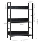 vidaXL Bibliothèque à 3 niveaux noir 60x27 6x90 5 cm bois d'ingénierie