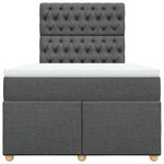 vidaXL Sommier à lattes de lit avec matelas gris foncé 120x190cm tissu