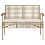 vidaXL Banc de jardin avec coussin beige résine tressée et acacia