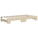 vidaXL Lit de jour avec gigogne et matelas crème 80x200 cm tissu