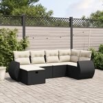 vidaXL Salon de jardin 6 Pièces avec coussins noir résine tressée