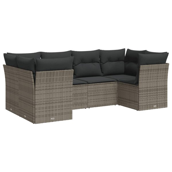 vidaXL Salon de jardin 6 Pièces avec coussins gris résine tressée