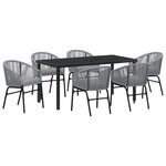 vidaXL Set de jardin 7 pièces Gris Résine Poly