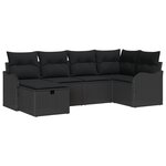 vidaXL Canapé de jardin 6 pièces avec coussins en rattan poly noir