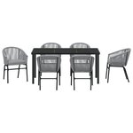 vidaXL Set de jardin 7 pièces Gris Résine Poly
