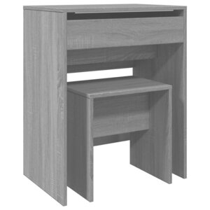vidaXL Coiffeuse et tabouret sonoma gris 60x40x113 5 cm