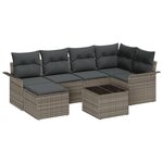 Ensemble de canapé de jardin 6 pièces avec coussins noirs en poly rotin
