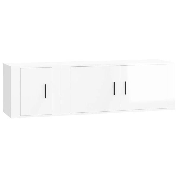 vidaXL Ensemble de meubles TV 2 Pièces blanc brillant bois d'ingénierie
