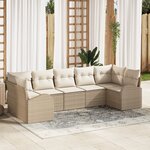 Ensemble de 7 pièces de canapés de jardin avec coussins beige en polyrotin