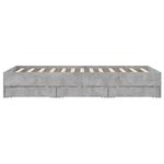 vidaXL Cadre de lit avec tiroirs sans matelas gris béton 135x190 cm