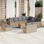 vidaXL Salon de jardin avec coussins 13 Pièces beige résine tressée