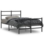 vidaXL Cadre de lit métal avec tête de lit/pied de lit noir 120x190 cm