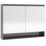 vidaXL Armoire à miroir de salle de bain 80x15x60 cm MDF Gris brillant