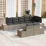 vidaXL Set de Canapé de Jardin 8 pièces avec Coussins Gris Rattan Synthétique