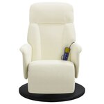 vidaXL Fauteuil inclinable de massage avec repose-pieds crème velours