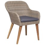 vidaXL Ensemble à manger de jardin et coussins 5 Pièces Marron