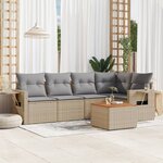 vidaXL Salon de jardin avec coussins 6 Pièces beige résine tressée