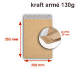 Lot de 1000 enveloppes kraft arme 130g à soufflets b4