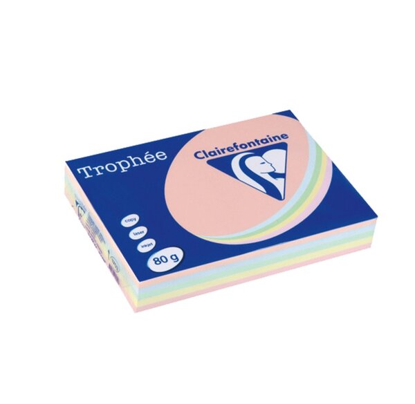 Ramette 500 Feuilles Papier 80g A4 210x297 mm Certifié FSC Assorti Pastel TROPHÉE