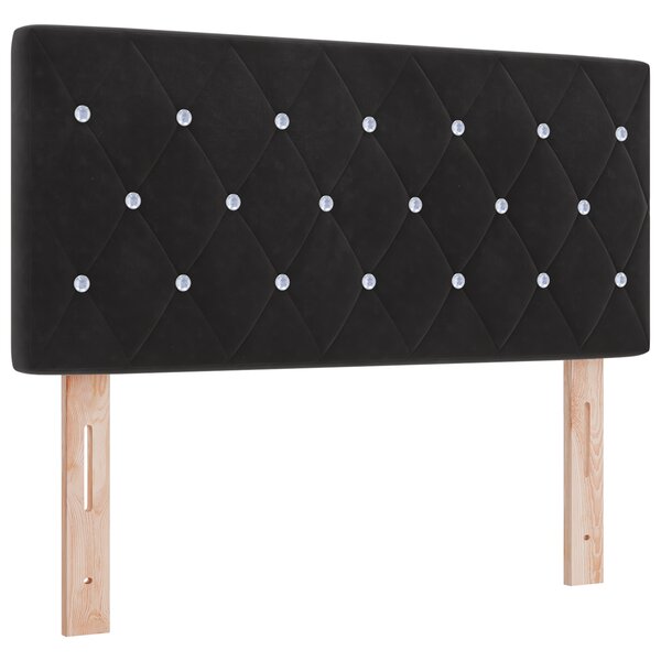 vidaXL Tête de lit LED avec boutons en cristal noire 100 cm en velours