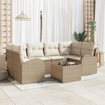 vidaXL Ensemble de canapés de jardin 7 pièces avec coussins beige en poly rattan