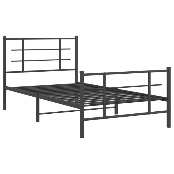 vidaXL Cadre de lit métal avec tête de lit/pied de lit noir 100x190 cm