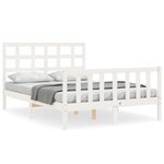 vidaXL Cadre de lit avec tête de lit blanc double bois massif