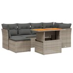 vidaXL Salon de jardin avec coussins 7 Pièces gris résine tressée