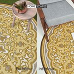 Tapis extérieur terrasse réversible rond - Tapis de jardin imperméable et résistant UV - Rae - Jaune - 180 cm - HOMESCAPES