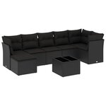 vidaXL Salon de jardin 8 Pièces avec coussins noir résine tressée